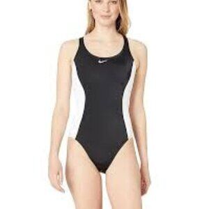 Nike Color Surge Powerback Racer Black One Piece Swimsuit Size XL Swimwear